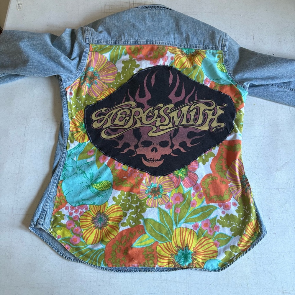 SOLD Upcycled Aerosmith Levi’s Denim Shirt - Picture 4 of 12